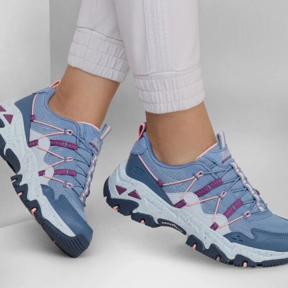 Skechers Women's Size 9 D'Lites Hiker Hillock Slate/Pink Athletic Sneaker - Picture 2 of 9